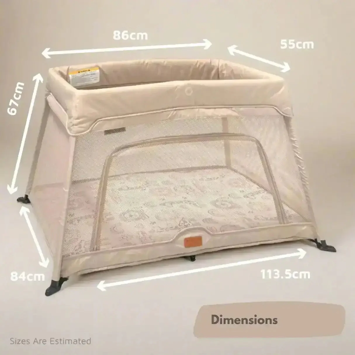 Airpod 3 Travel Cot Includes Newborn Bassinet Insert - Beige - Image 8