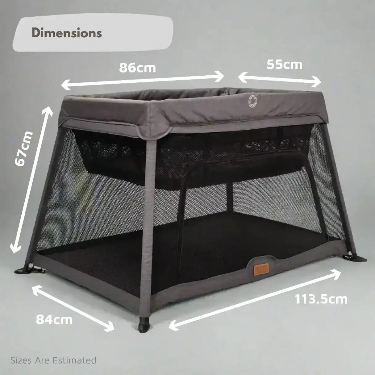 Airpod 3 Travel Cot Includes Newborn Bassinet Insert - Dark Grey - Image 8