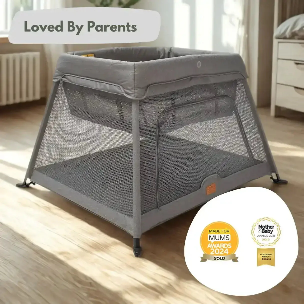 Airpod 3 Travel Cot Includes Newborn Insert - Light Grey - Image 3