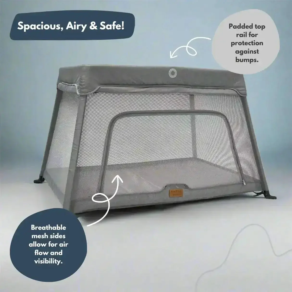 Airpod 3 Travel Cot Includes Newborn Insert - Light Grey - Image 5