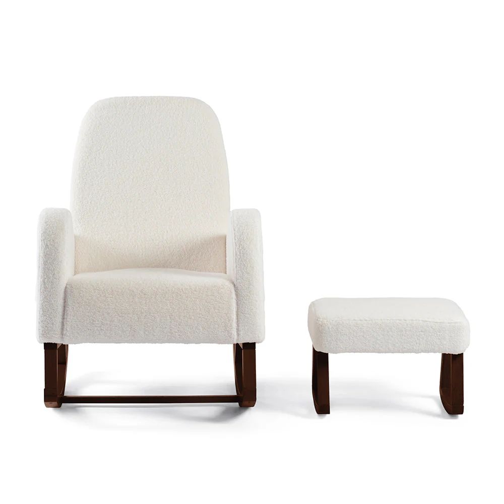 Amana Aura Nursing Chair & Stool - Snow White/Darkwood - Image 2