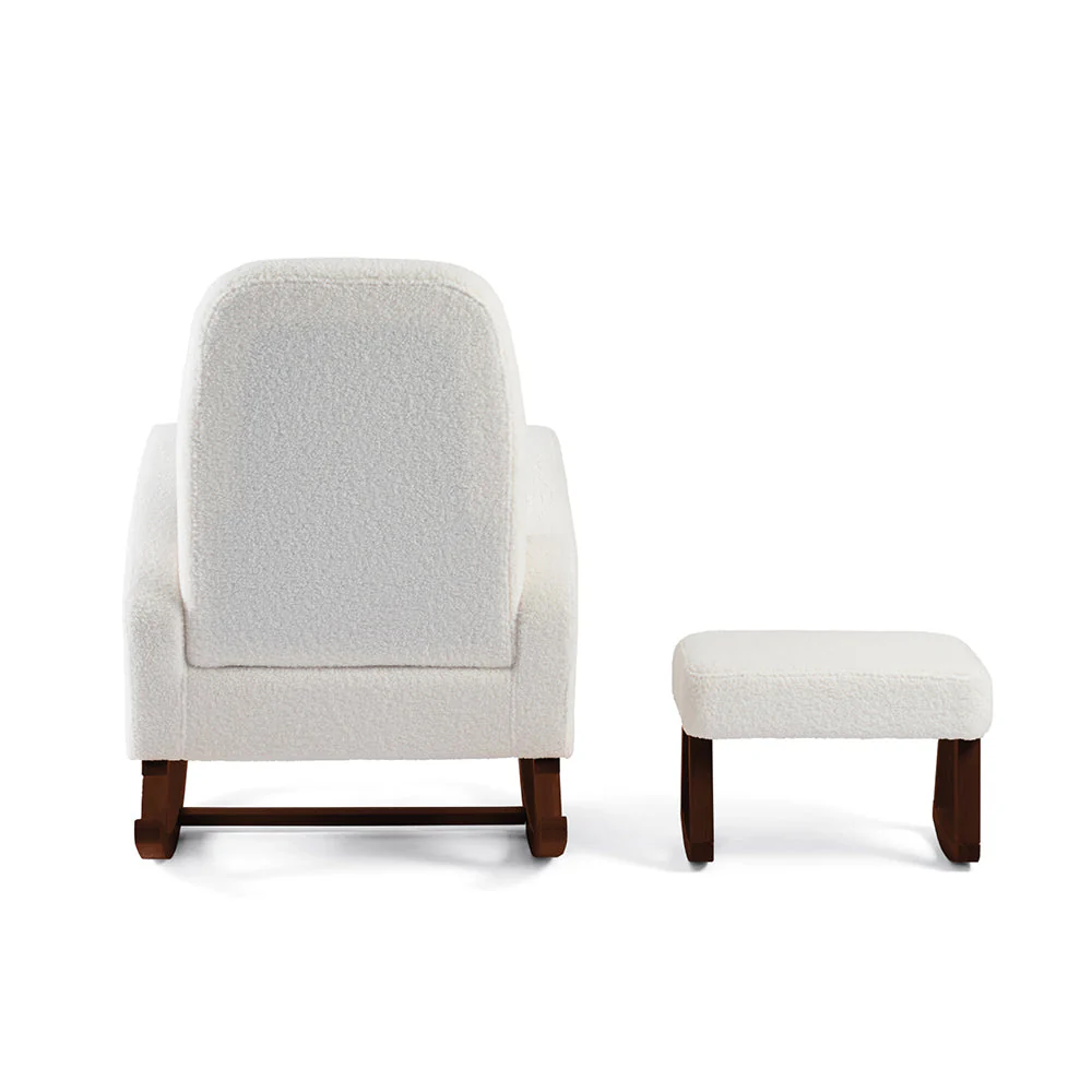 Amana Aura Nursing Chair & Stool - Snow White/Darkwood - Image 3