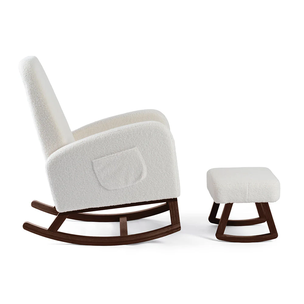 Amana Aura Nursing Chair & Stool - Snow White/Darkwood - Image 4