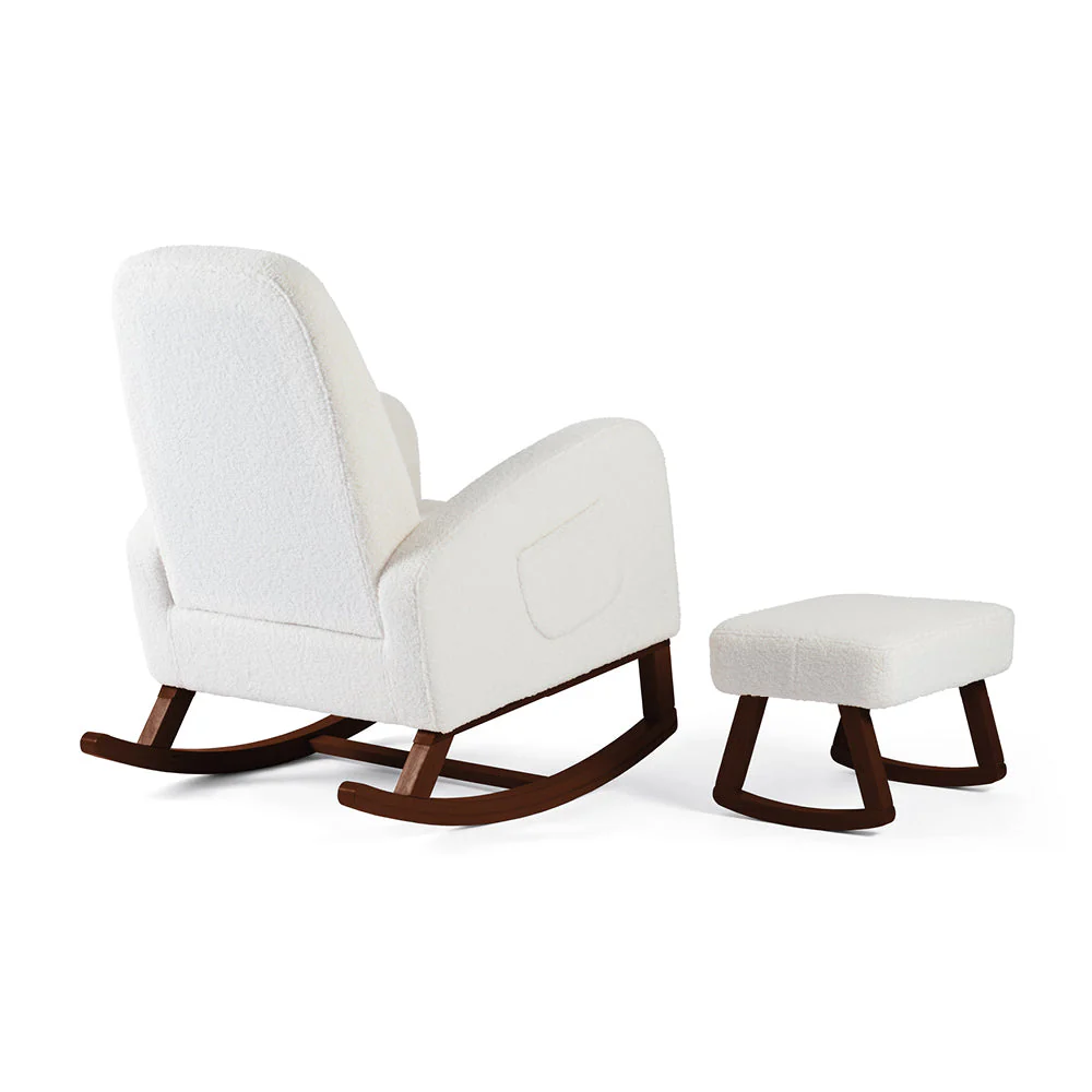Amana Aura Nursing Chair & Stool - Snow White/Darkwood - Image 5