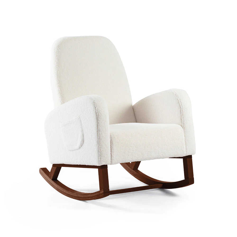 Amana Aura Nursing Chair & Stool - Snow White/Darkwood - Image 6