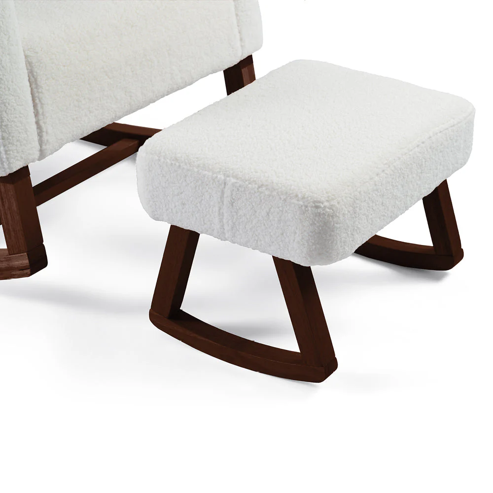 Amana Aura Nursing Chair & Stool - Snow White/Darkwood - Image 8