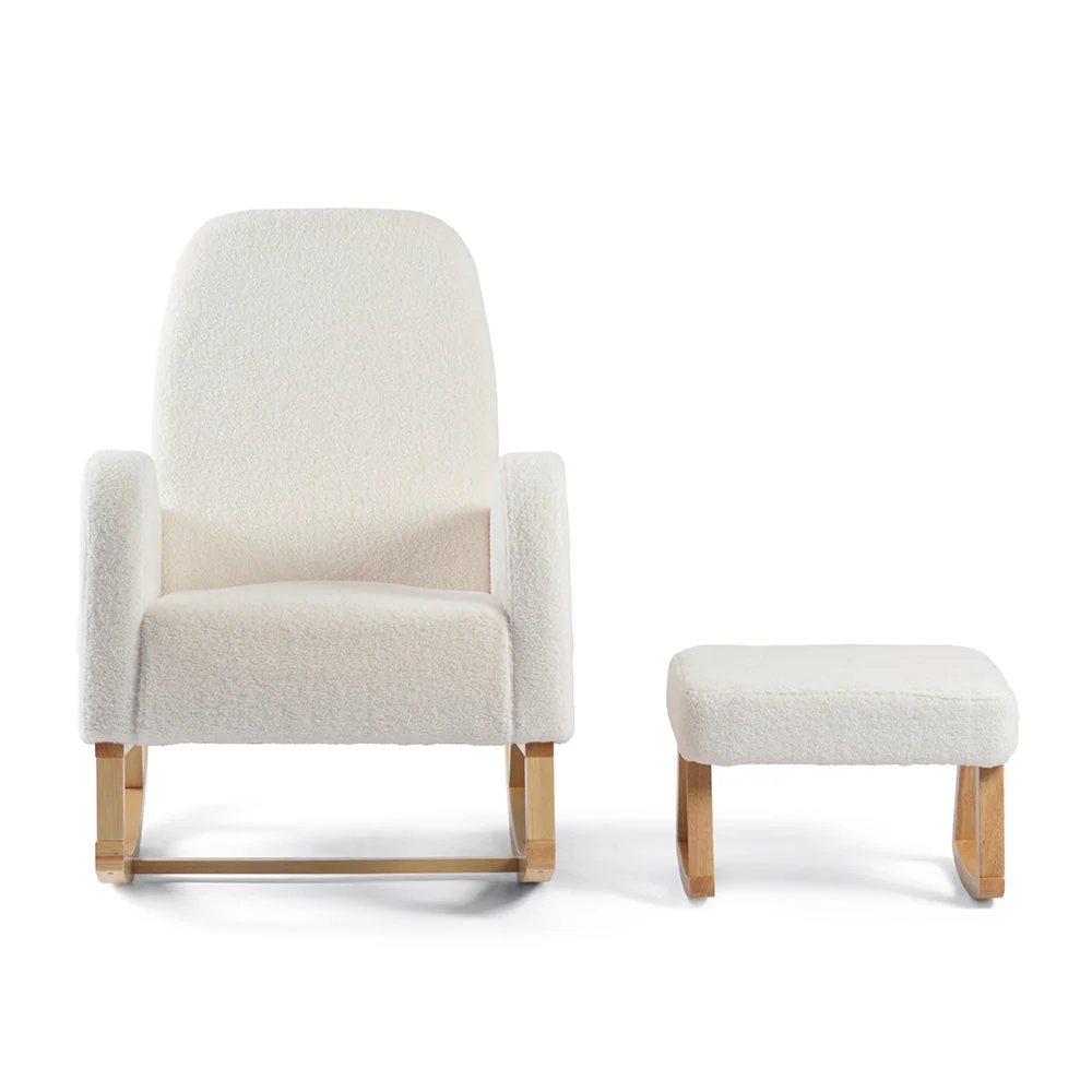 Amana Aura Nursing Chair & Stool - Snow White/Natural - Image 2
