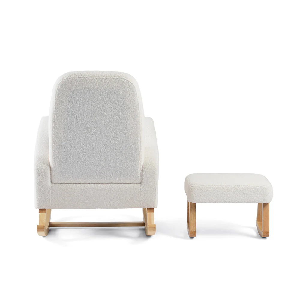 Amana Aura Nursing Chair & Stool - Snow White/Natural - Image 3