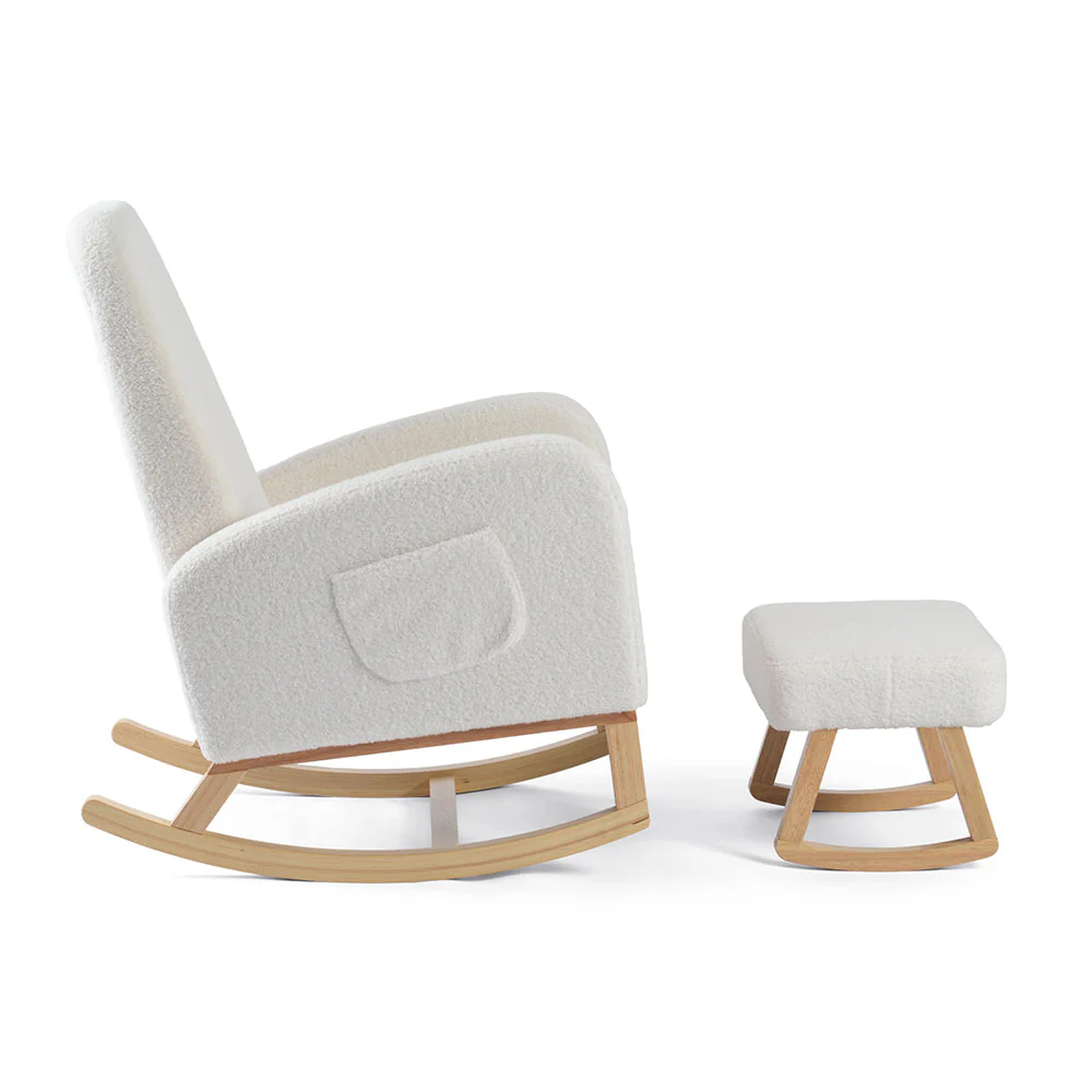 Amana Aura Nursing Chair & Stool - Snow White/Natural - Image 4