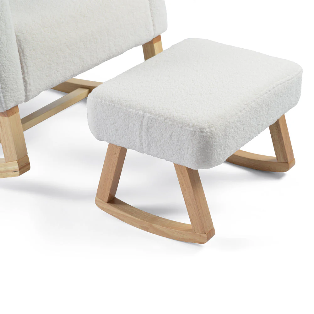 Amana Aura Nursing Chair & Stool - Snow White/Natural - Image 8