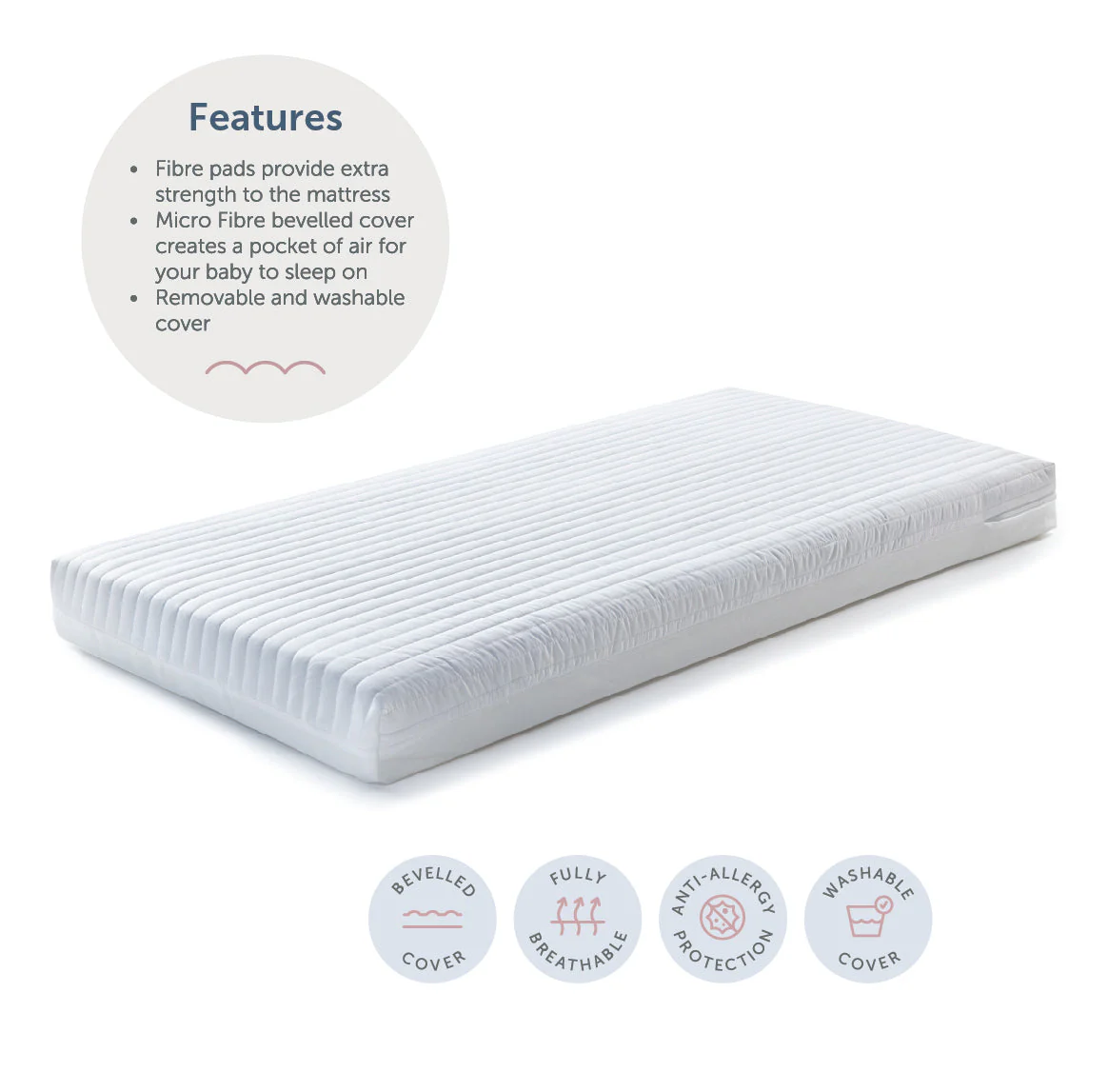 Baby Elegance Micro Fibre Cotbed Mattress, 140 x 70cm - Image 3