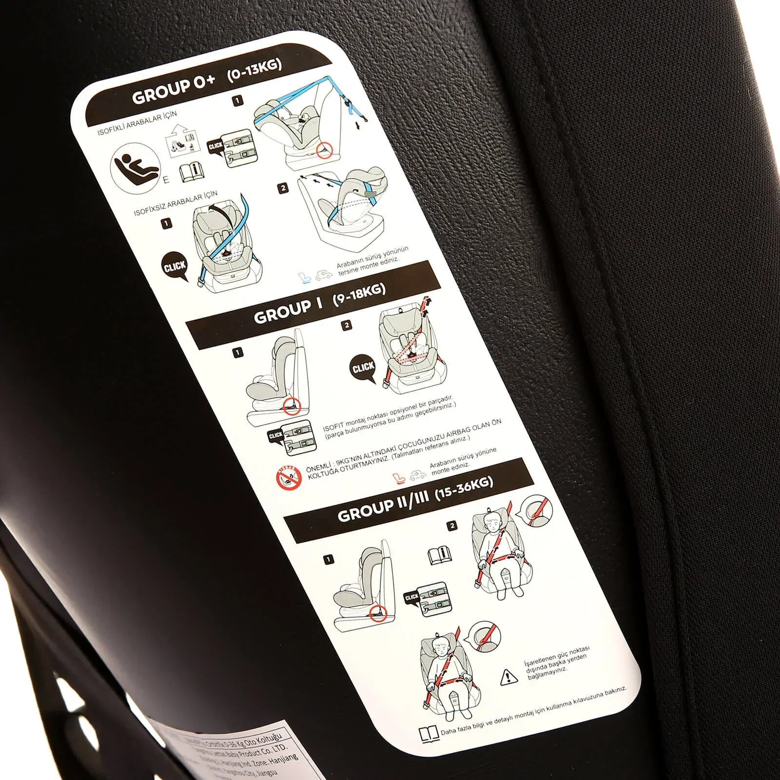 baby plus Orbitfix Group 0+/1/2/3 (Birth to 12 Years) Car Seat - Black Red - Image 14