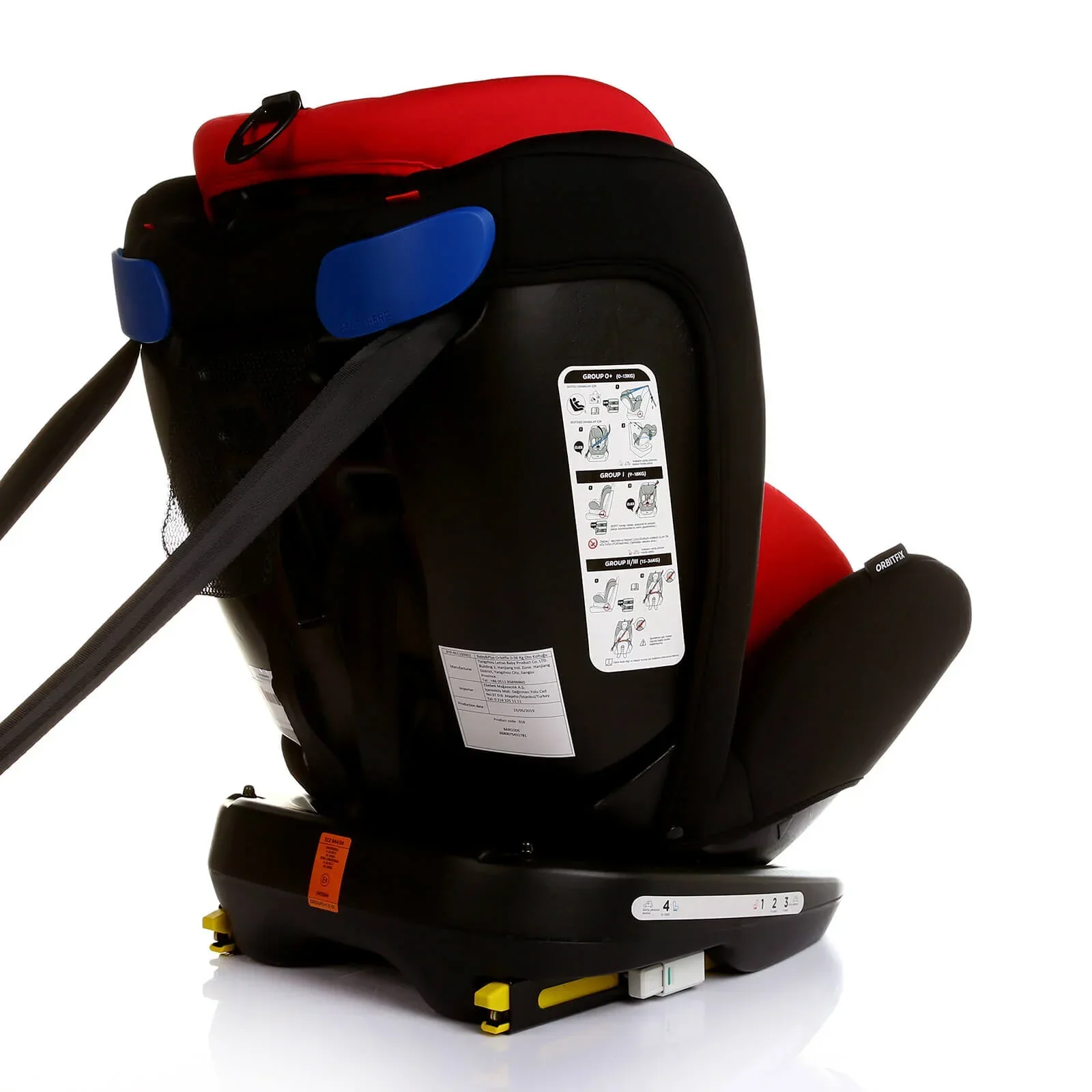 baby plus Orbitfix Group 0+/1/2/3 (Birth to 12 Years) Car Seat - Black Red - Image 5
