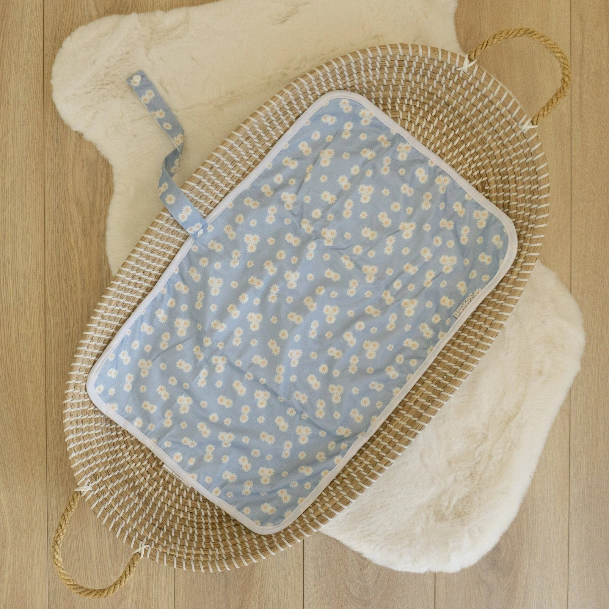 Baby Travel Changing Mats - Ditsy Daisy Sky Blue - Image 2