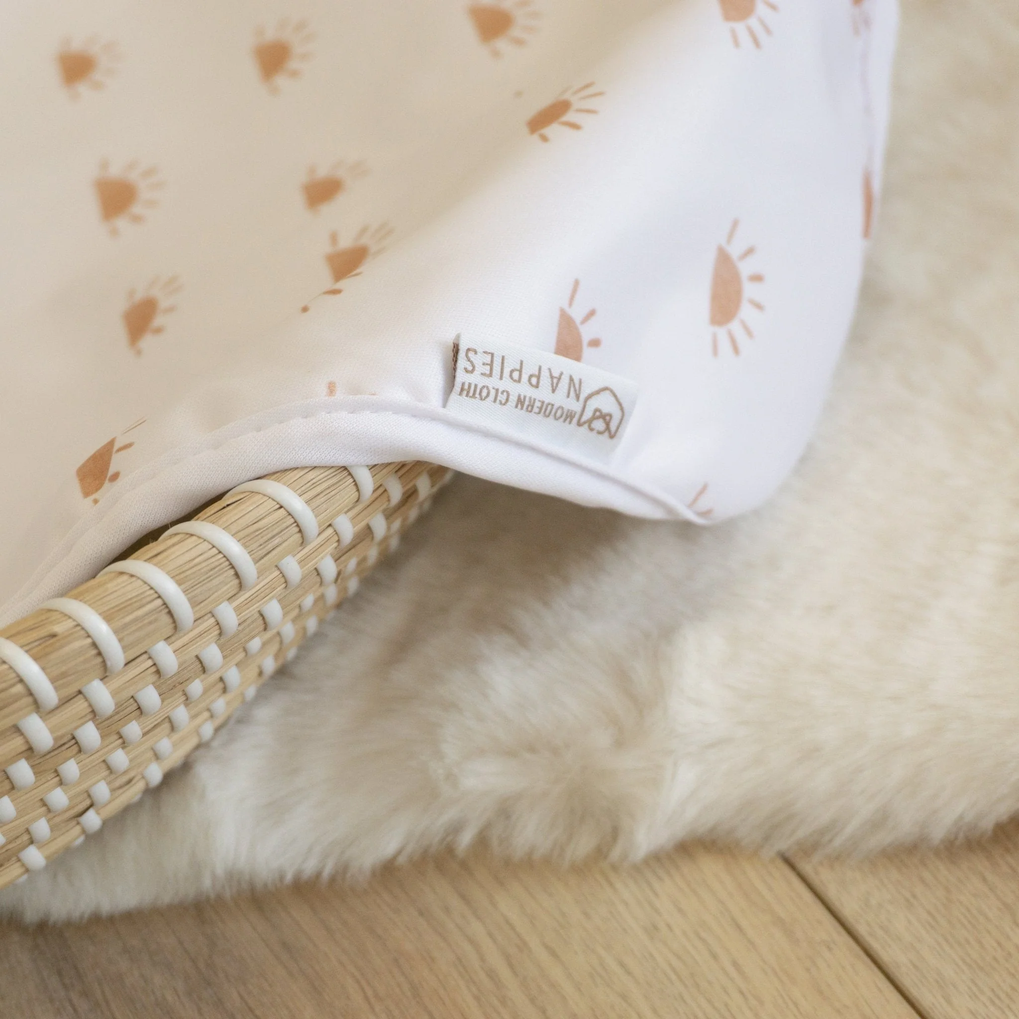 Baby Travel Changing Mats - Sunnies White with Camel - Image 3