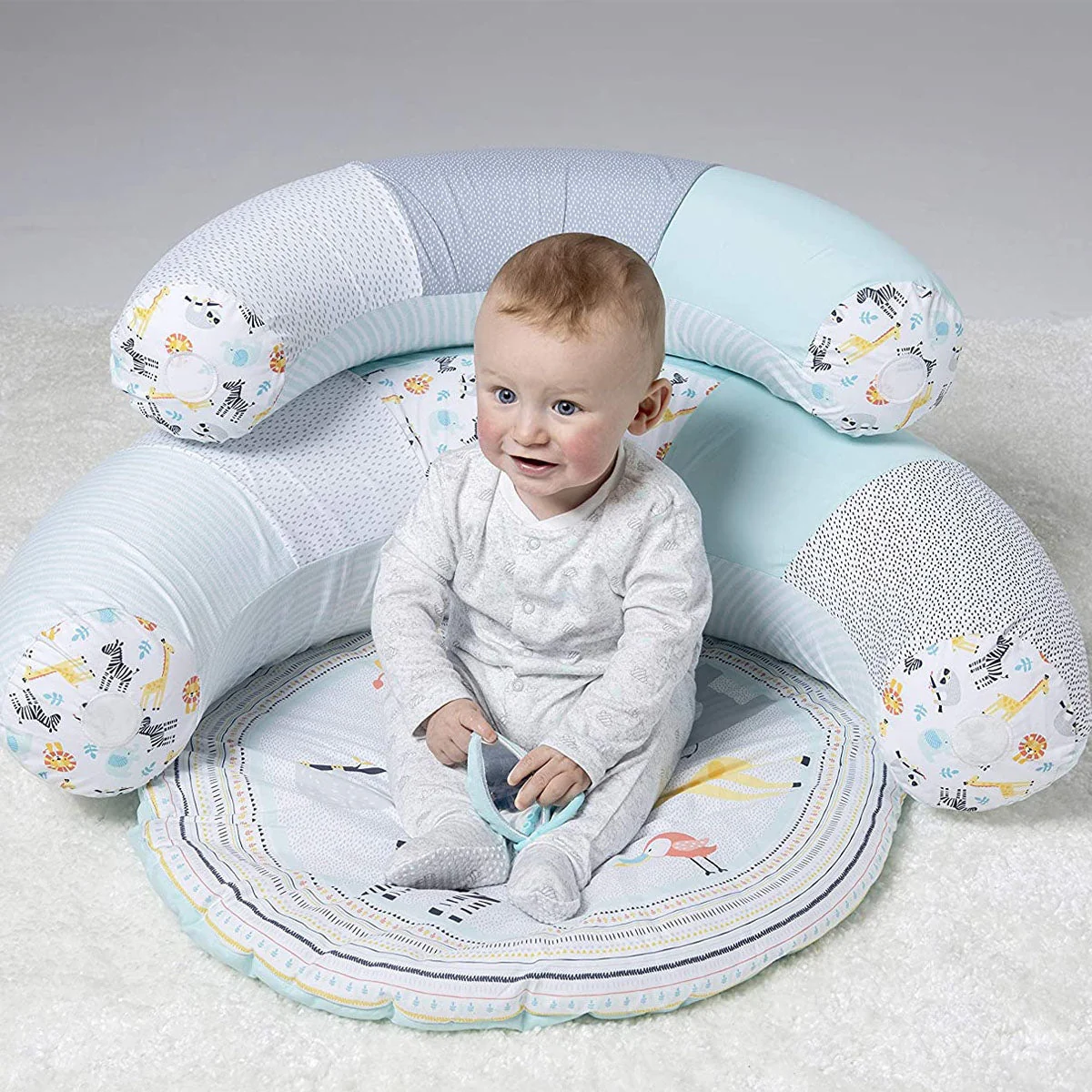 BabyZee Safari Sit Me Up Baby Seat & Playmat – 2-in-1 Baby Nest Support Seat 0m+