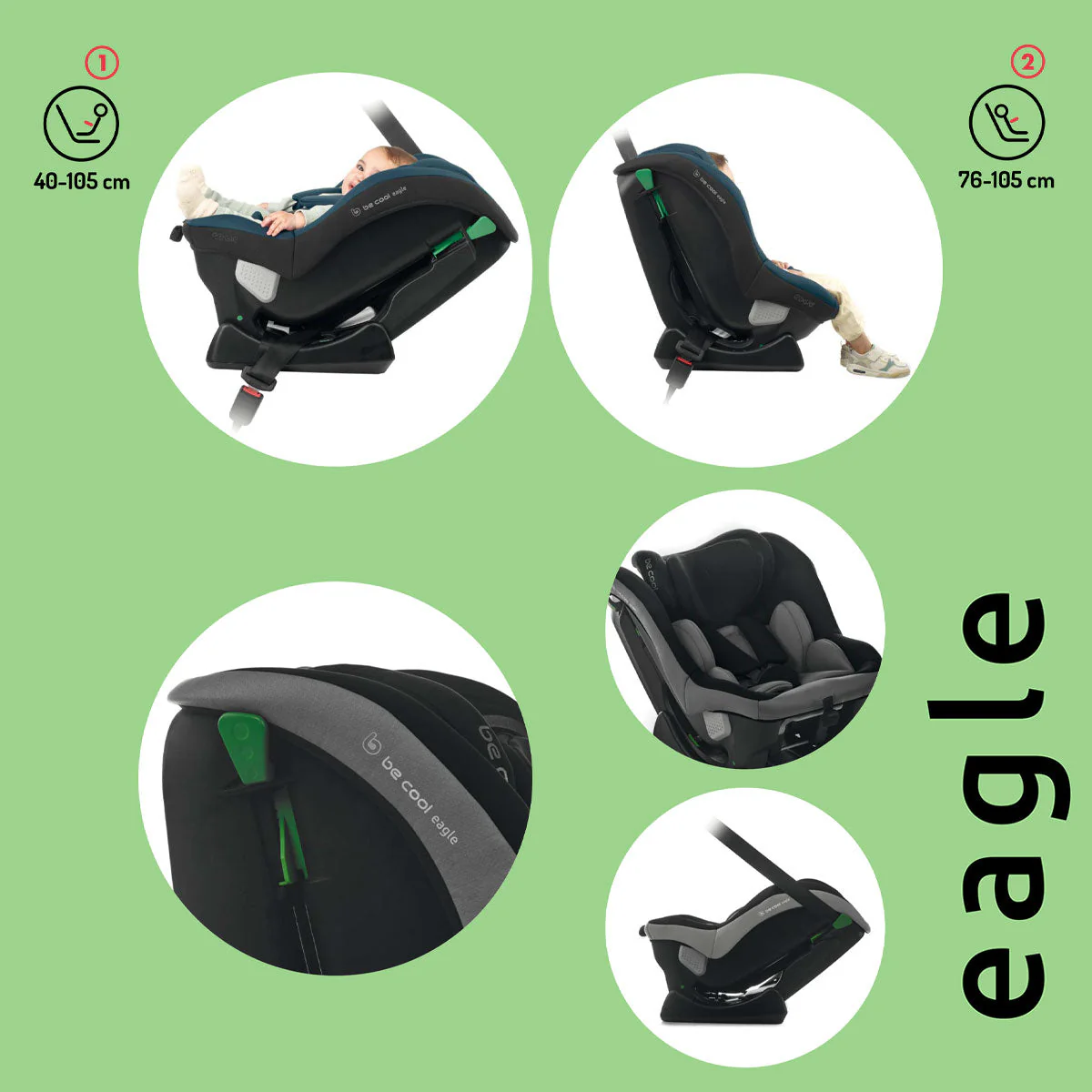 Be Cool Eagle i-Size Car Seat, 40–105 cm (0–4 Years) - Image 4
