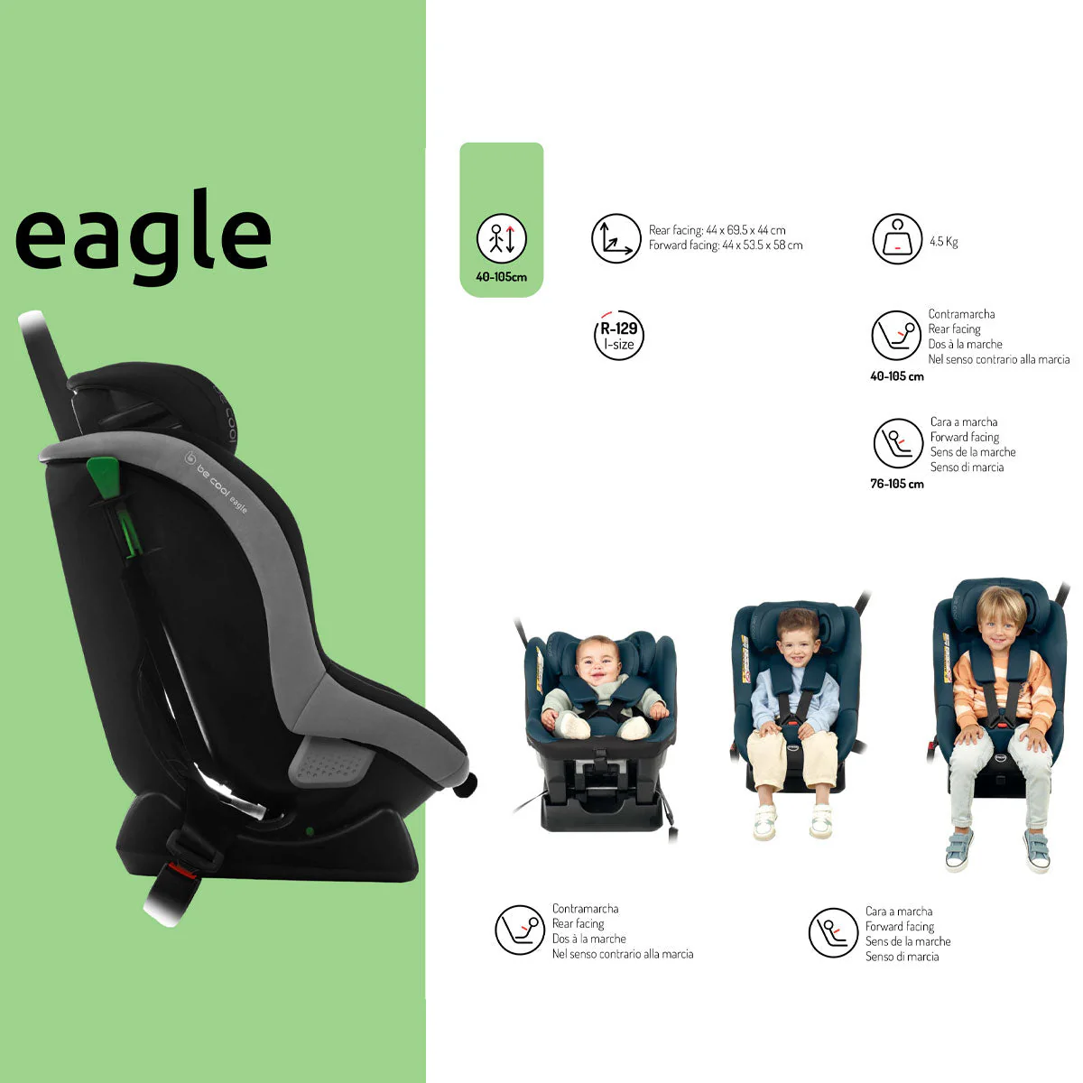 Be Cool Eagle i-Size Car Seat, 40–105 cm (0–4 Years) - Image 3