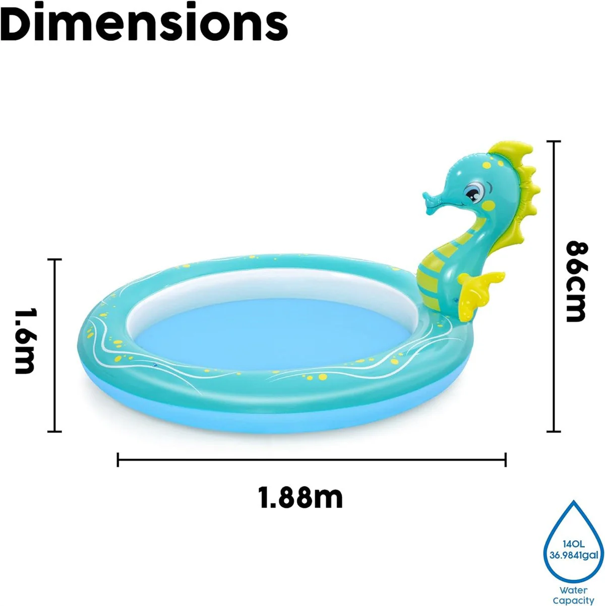 Bestway Seahorse Sprinkler Paddling Pool - Image 8