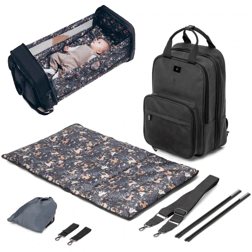 Bizzi Growin 2-in-1 Travel Bag & Baby Crib Vegan Leather - RucPOD ® - Image 3