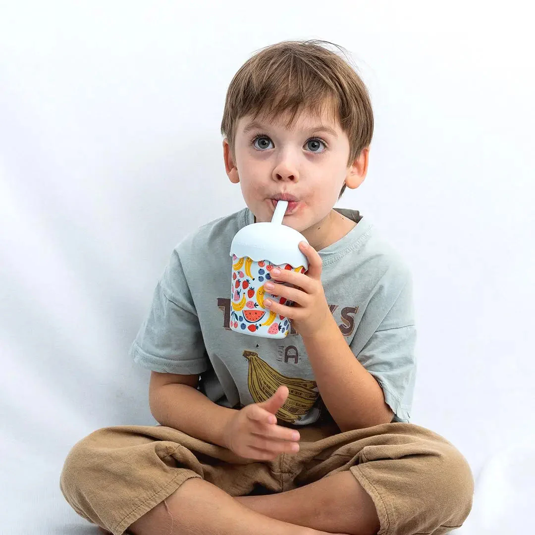 Blue Happy Fruits Mini Toddler Smoothie Cup & Straw 200ml - Image 3