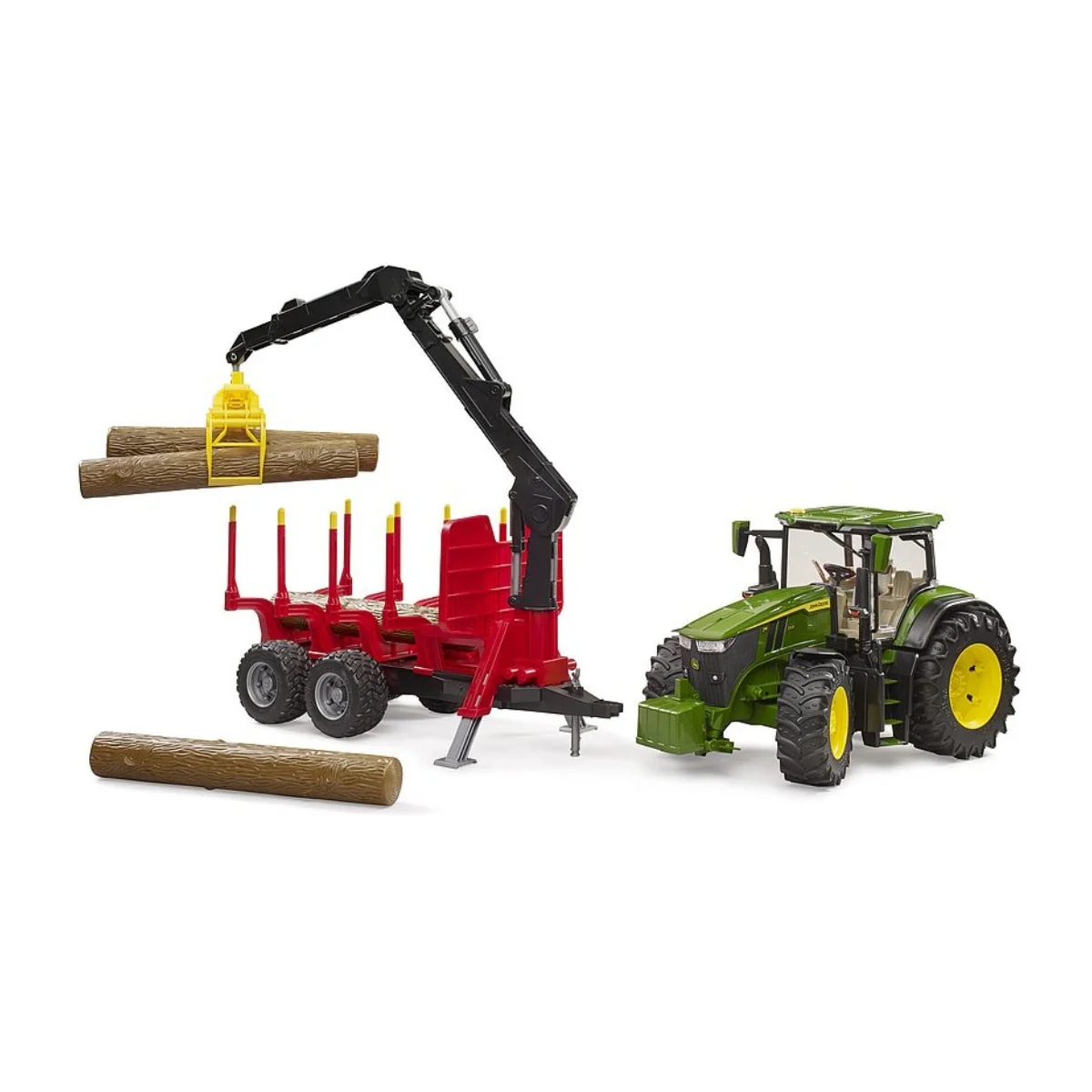 Bruder John Deere 7R 350 with Forestry Trailer - Image 3