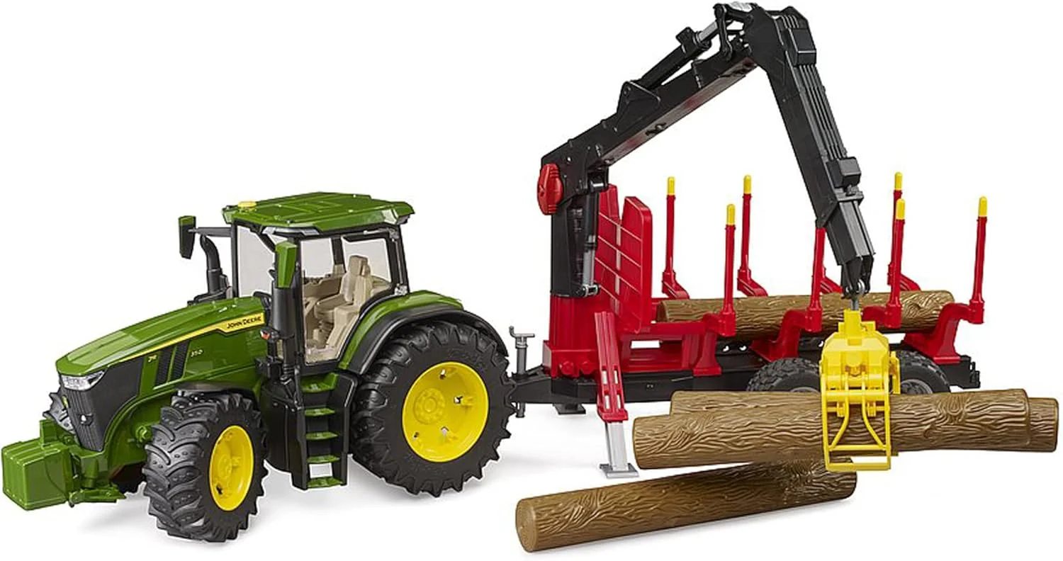 Bruder John Deere 7R 350 with Forestry Trailer - Image 7