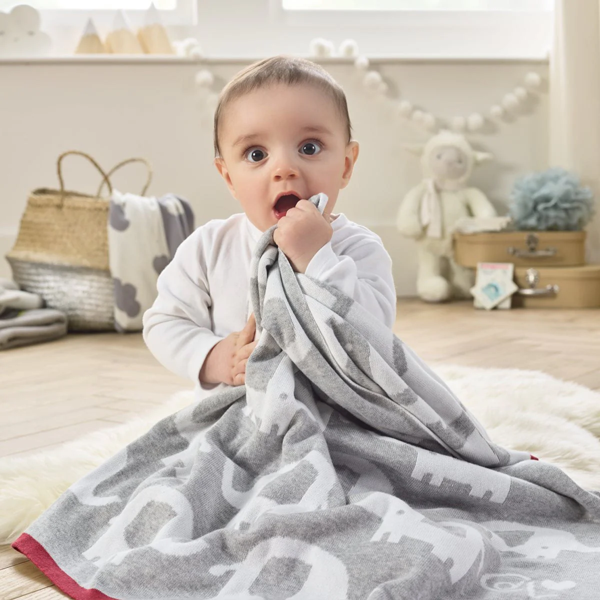 Clair De Lune Eli the Elephant Reversible Blanket - Image 2