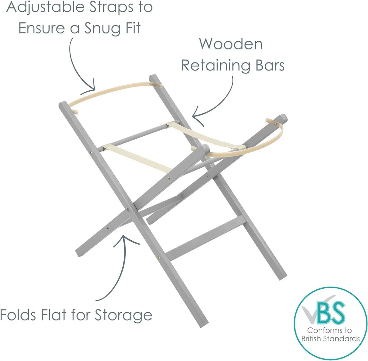 Clair De Lune Folding Wooden Moses Basket Stand - Image 10