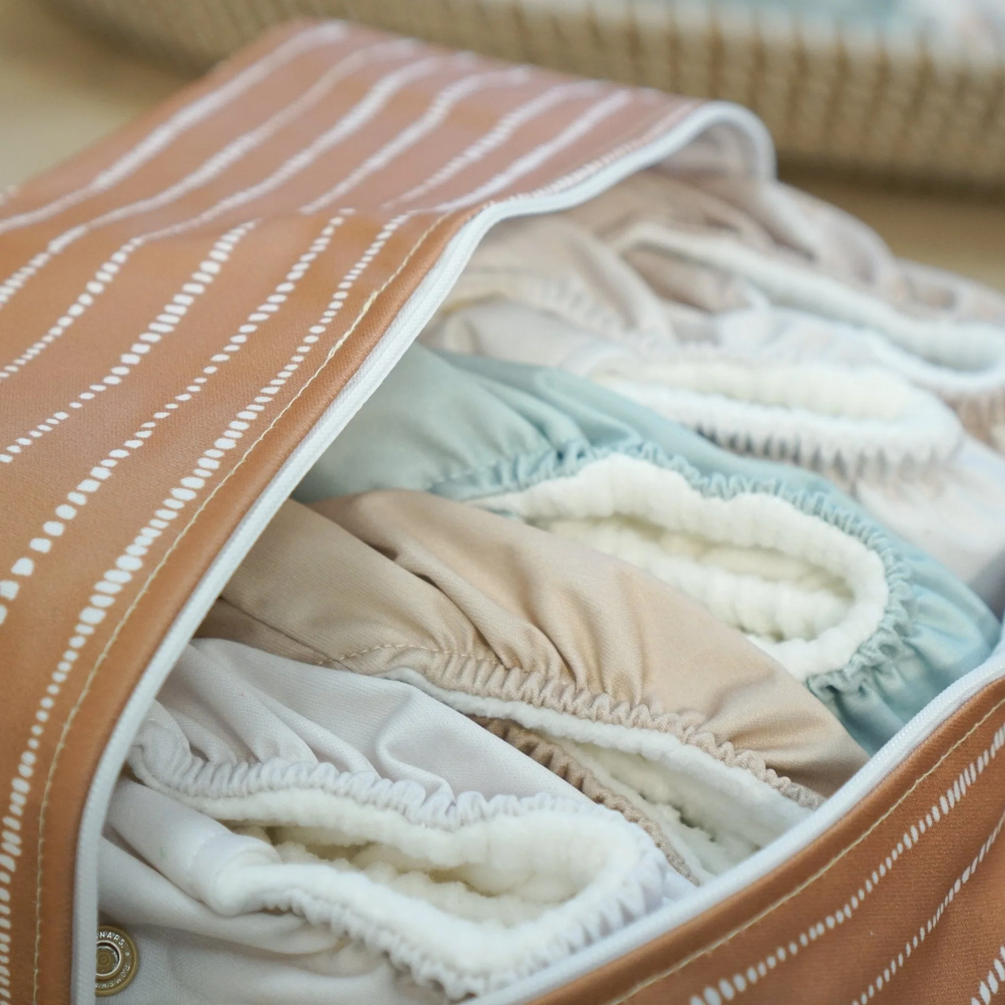 Cloth Nappy Pod - Dune Tan with White - Image 2