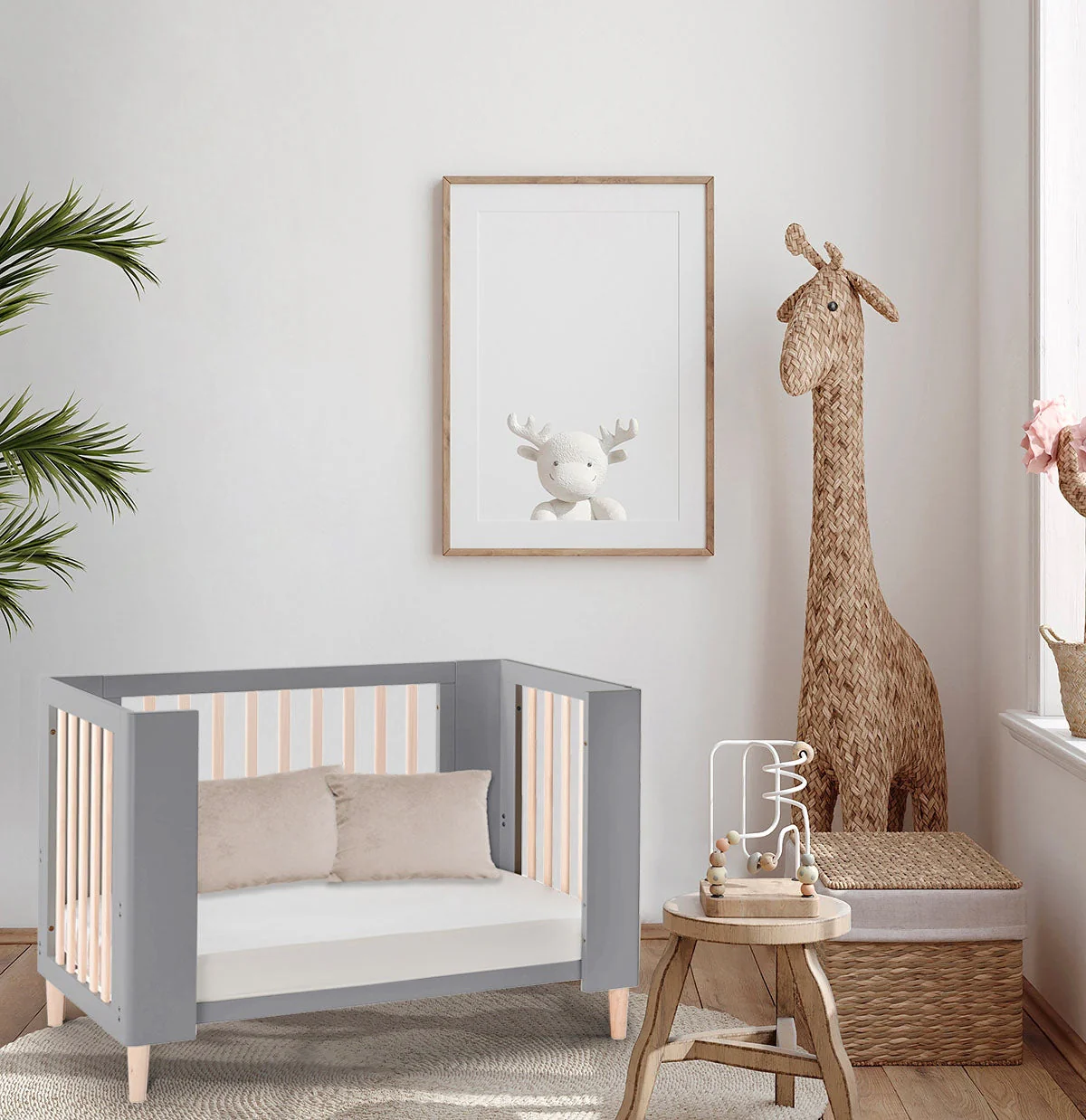 Cocoon Evoke 4-in-1 Cotbed + Change Area Dresser + Mattresses, Dove Grey / Natural Wash - Image 3