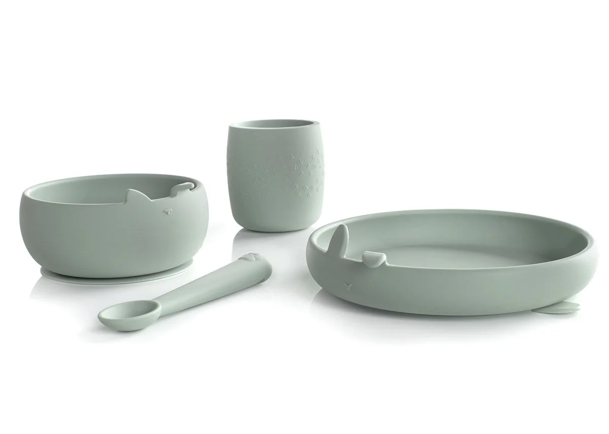 Complete 4-Piece Silicone Dinner Set for Babies - Plate, Bowl, Spoon, and Cup - Image 7