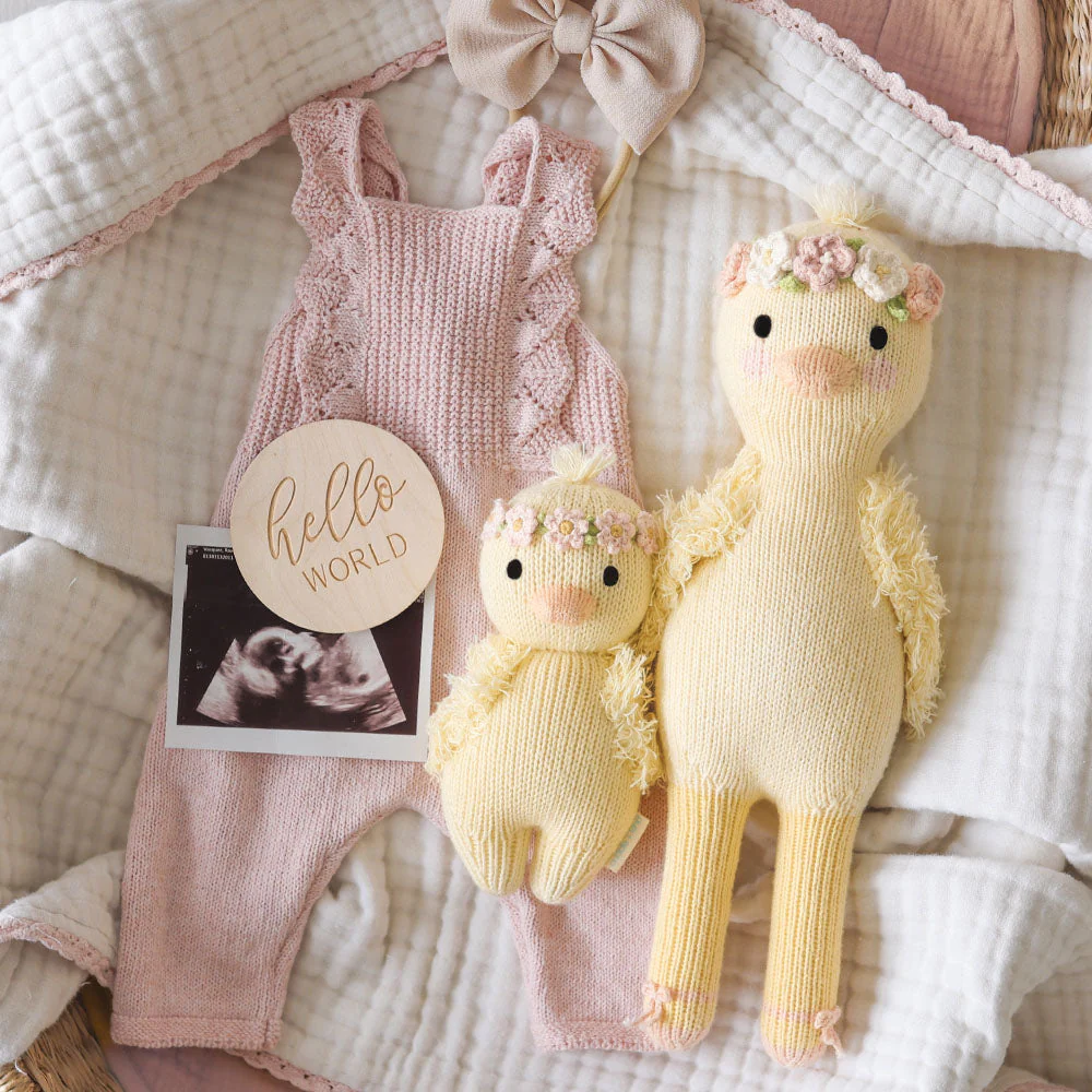 cuddle+kind - Baby Animal Collection - Baby Duckling Floral Crown Blush - Image 6