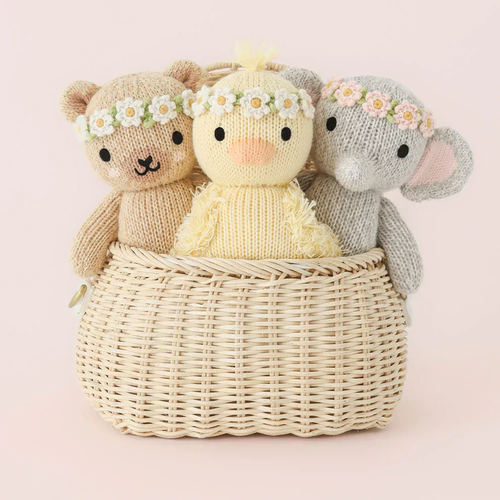cuddle+kind - Baby Animal Collection - Baby Honey Bear Floral Crown Ivory - Image 4