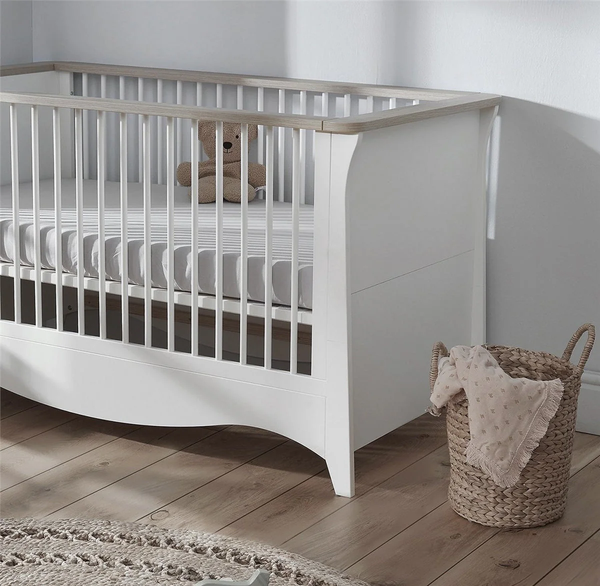 CuddleCo Clara 2 Piece Nursery Furniture Set (Cot Bed & Dresser) - White/Ash - Image 14