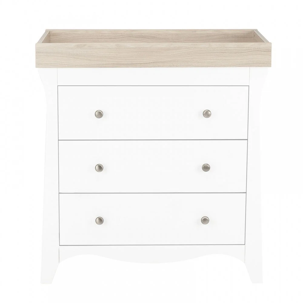 CuddleCo Clara 2 Piece Nursery Furniture Set (Cot Bed & Dresser) - White/Ash - Image 9