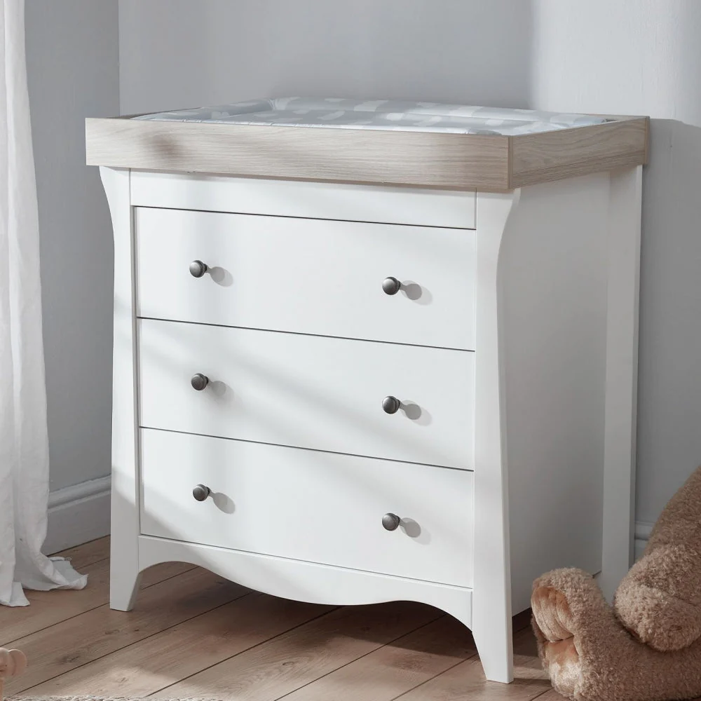 CuddleCo Clara 3 Drawer Dresser & Changer, White/Ash - Image 11