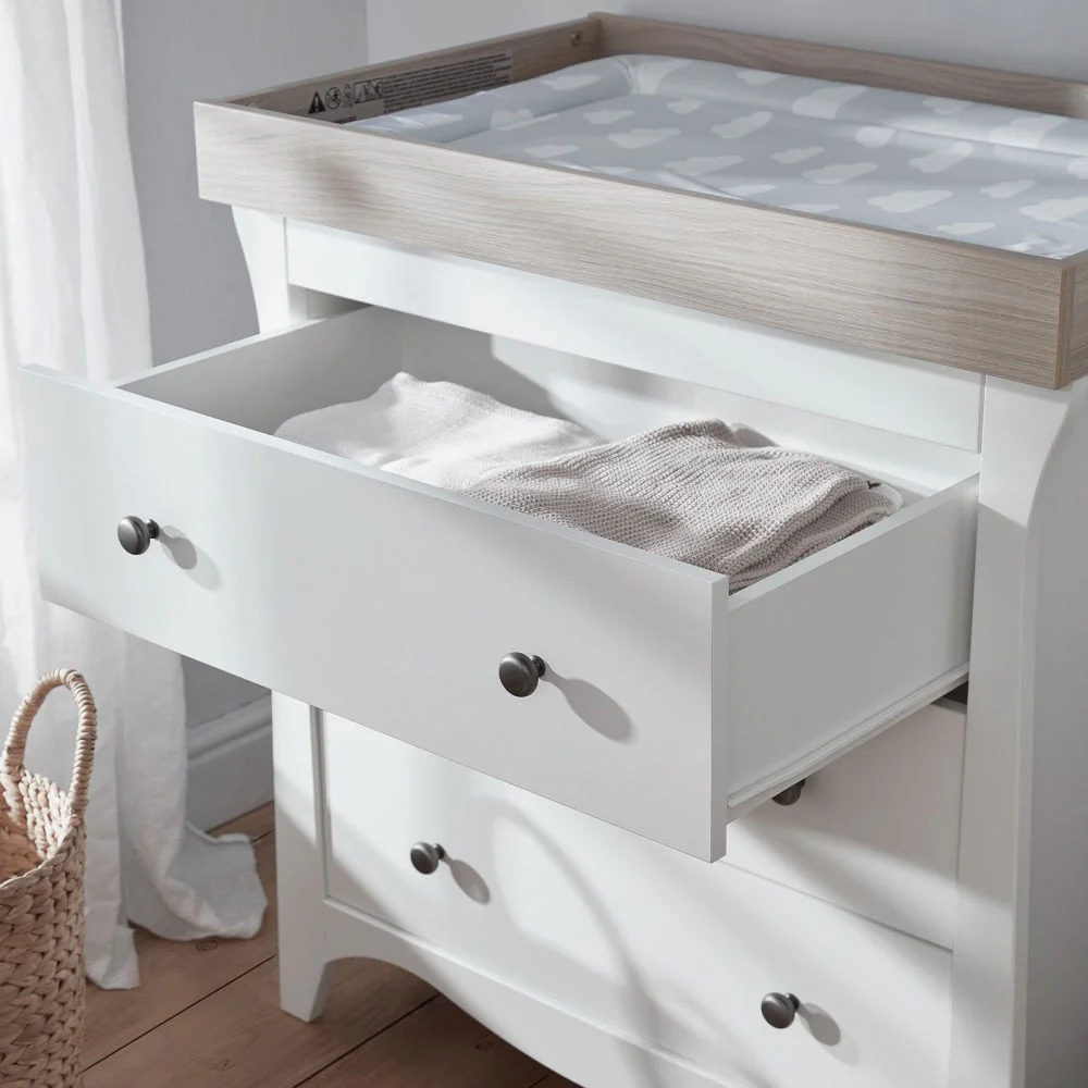 CuddleCo Clara 3 Drawer Dresser & Changer, White/Ash - Image 14