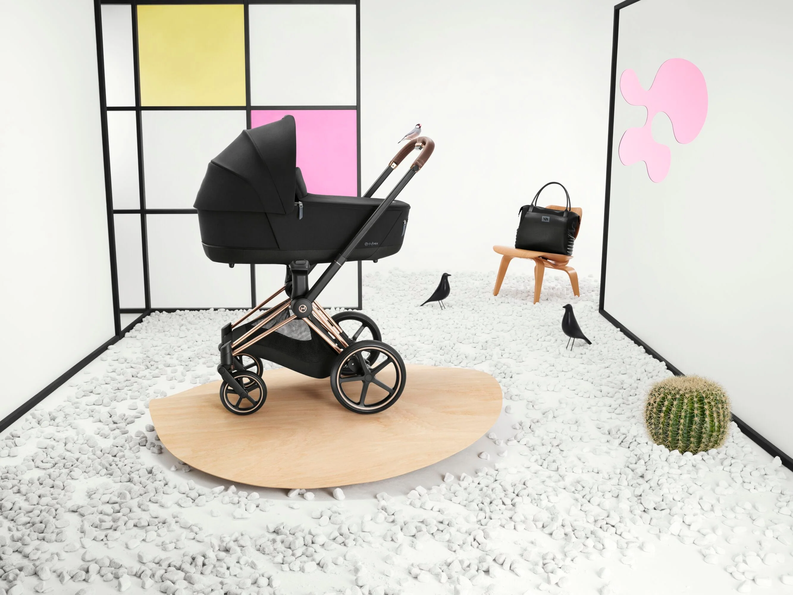 Cybex Priam Pram & Pushchair, Sepia Black on Rose Gold - Image 2