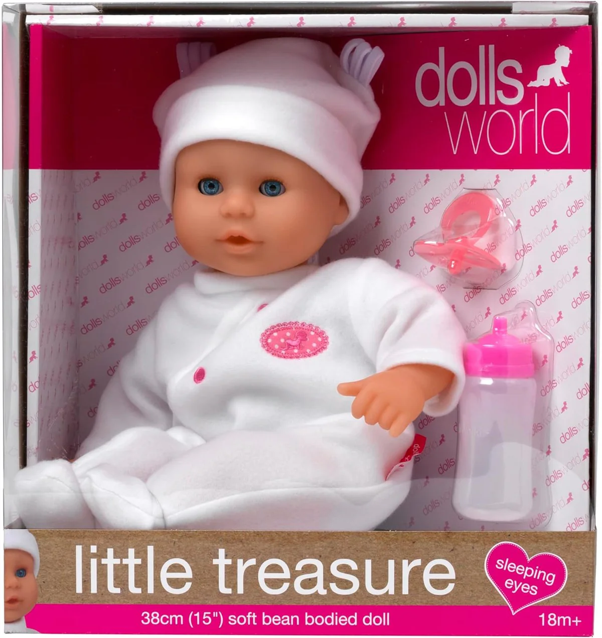 Dolls World Little Treasure 38cm Soft Baby Doll with Deluxe Romper and Accessories - Image 7