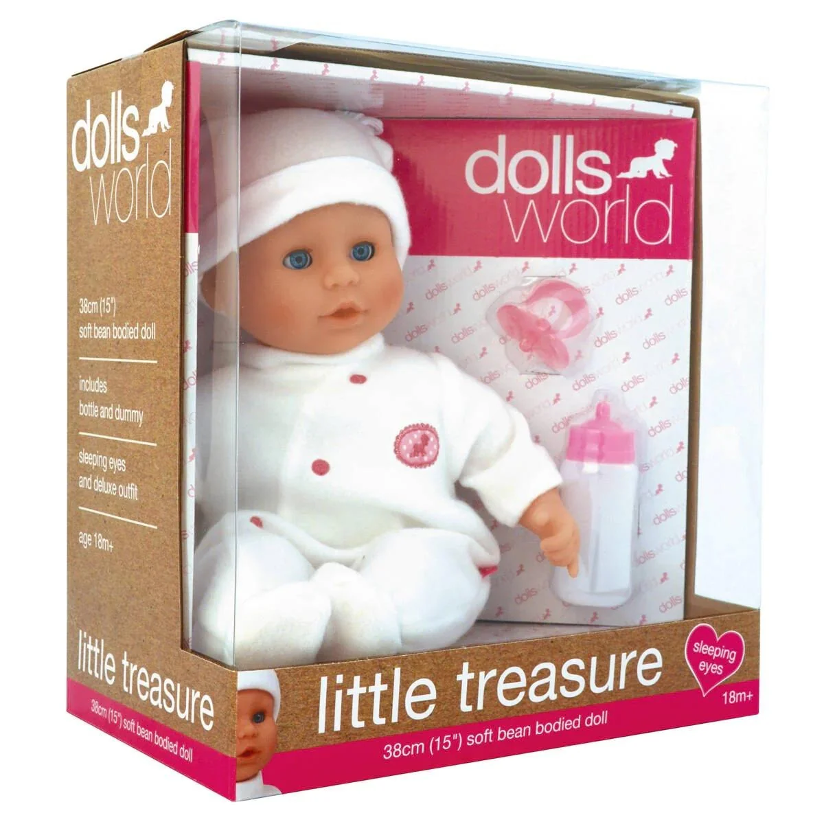 Dolls World Little Treasure 38cm Soft Baby Doll with Deluxe Romper and Accessories - Image 8