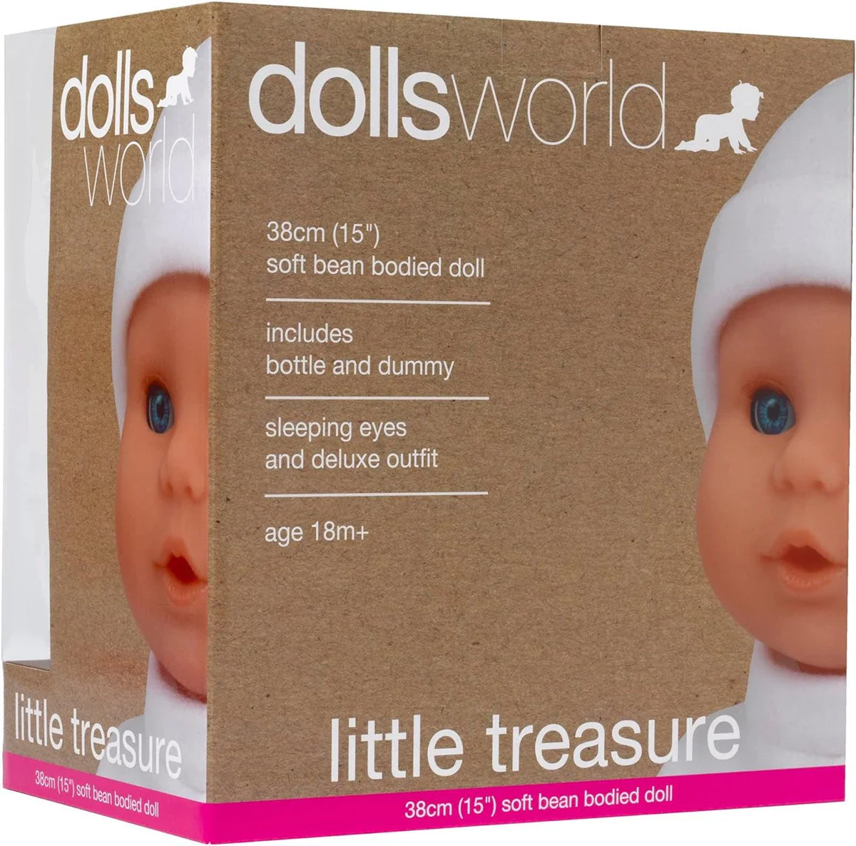 Dolls World Little Treasure 38cm Soft Baby Doll with Deluxe Romper and Accessories - Image 9