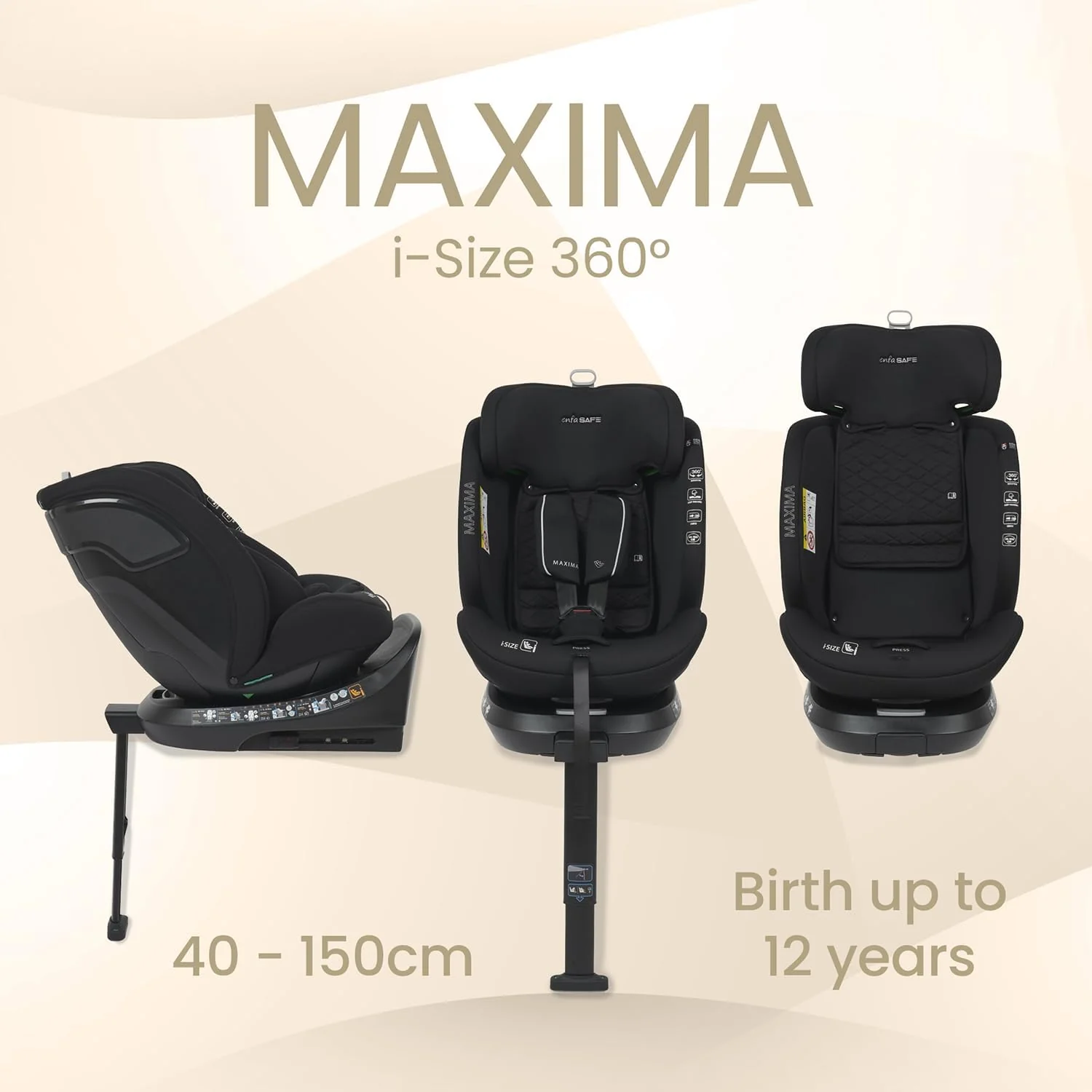 Enfasafe Maxima 360 Rotating i-Size Car Seat, 40-150 cm, 0-12 years - Image 3