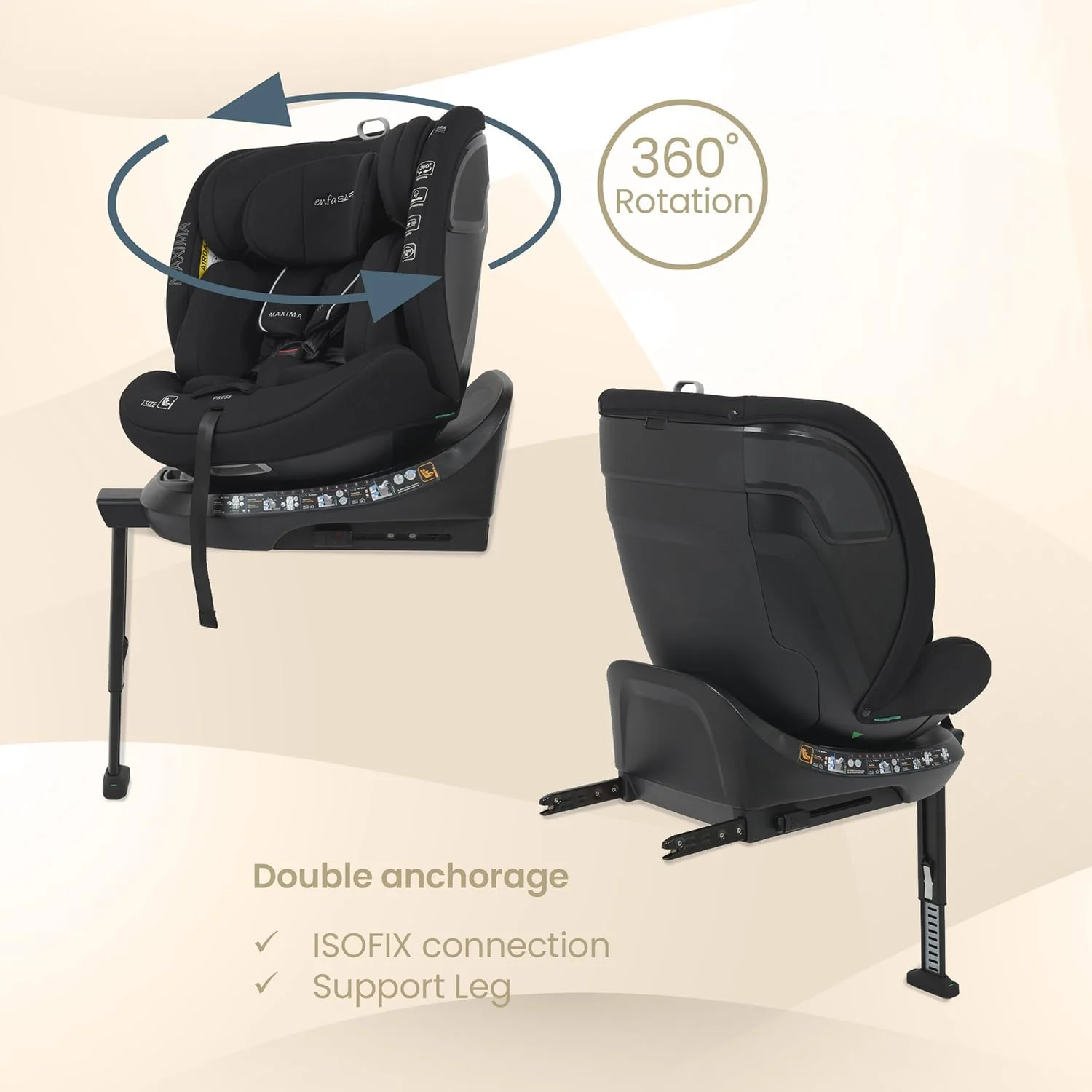 Enfasafe Maxima 360 Rotating i-Size Car Seat, 40-150 cm, 0-12 years - Image 4