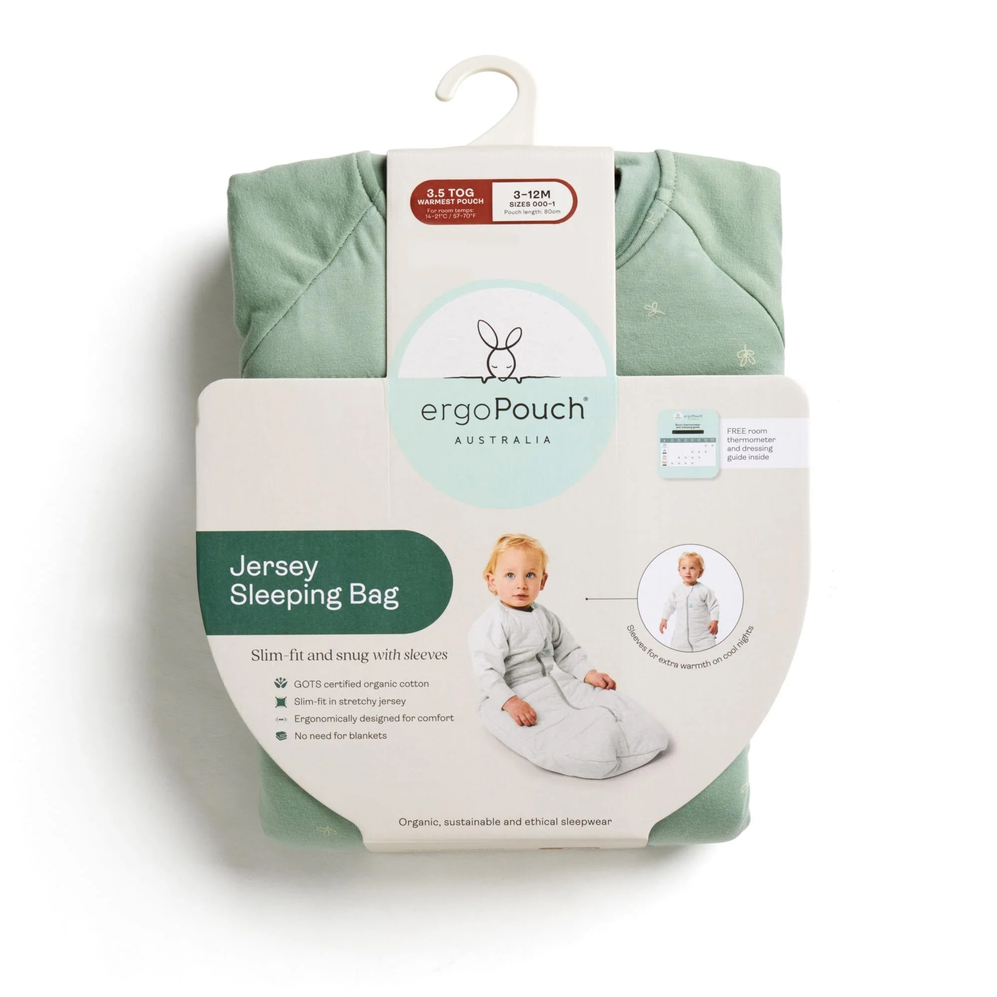 ergoPouch - Organic Winter Jersey Sleeping Bag - Sage 3.5 TOG - Image 9