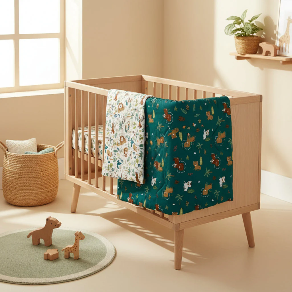 FORREST 3 Piece Reversible Cot Bed Set – Organic Cotton Baby Bedding - Jungle - Image 9