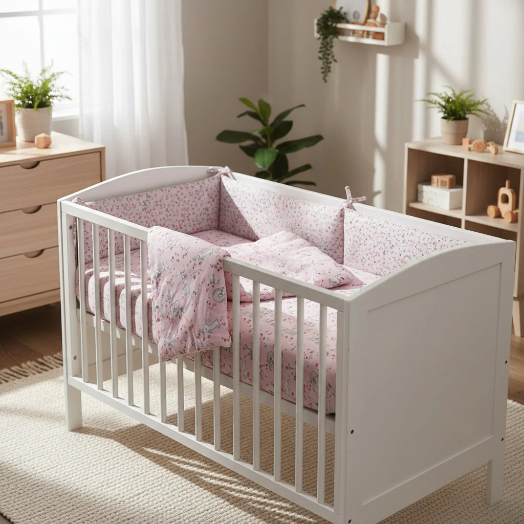 FORREST 3 Piece Reversible Cot Bed Set – Organic Cotton Baby Bedding - Meadowland - Image 3