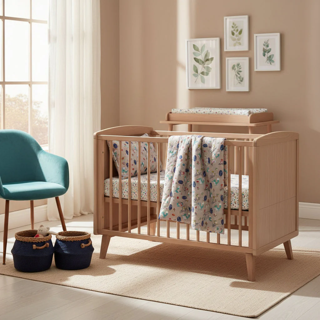 FORREST 3 Piece Reversible Cot Bed Set – Organic Cotton Baby Bedding - Woody - Image 10