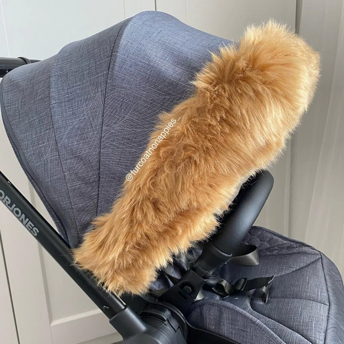 Fur Coat No Nappies Extra Fluffy Faux Fur Universal Pram Hood Trim, Tan - Image 2