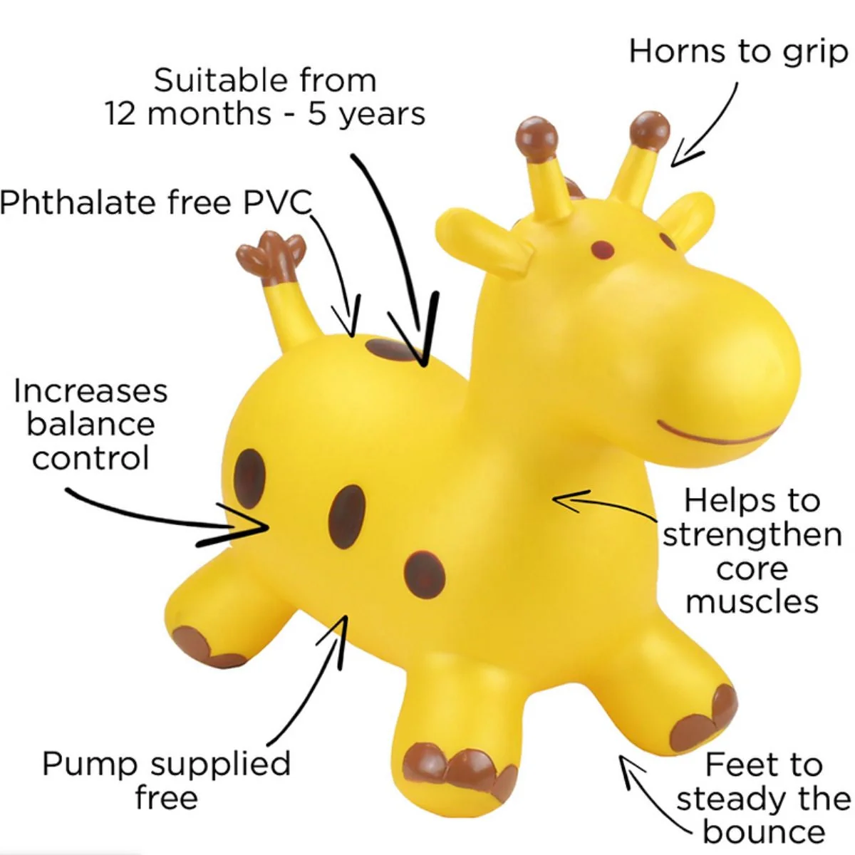 Happy Hopperz Gold Giraffe Inflatable Bouncy Animal Ride-On Toy - Image 3